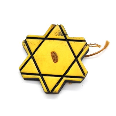 כפתור תלאי צהוב בולגריה אותנטי עשוי בקלית,