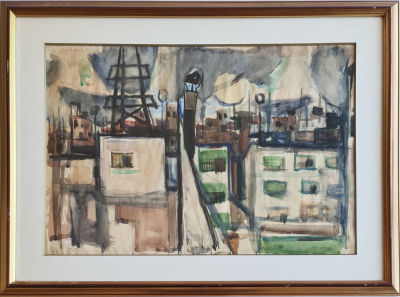 ELHANAN HALPERN - Technique: Watercolor on paper Size: 50x70 Date: 1956