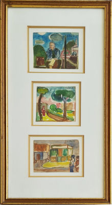 AHARON GILADI - Technique: Three watercolors framed together Size: ? 12x14 ?? ???