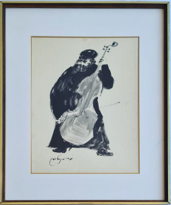 MOSHE BERNSHTEIN - Technique: Black gouache and ink on paper Size: 50x35