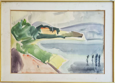 SHIMSHON HOLZMAN - Technique: Watercolor on paper Size: 50x70 Date: 1965