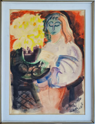 MULA BEN HAIM - Technique: Oil on Bristol Size: 70x49 Date: 1973