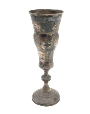 כוסית קידוש רוסית כסף 84 חתום כולל חתימת האמן , כנראה עבודת ניילו , גובה 15 , משקל 