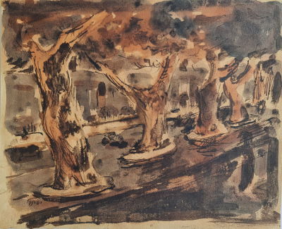 ISAAC FRENKEL FRENEL - Technique: Watercolor and ink on paper Size: 25x30