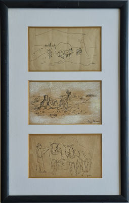 LUDWIG SCHWERIN AND OTHERS - Technique: Lot of 3 ink works on paper Size: 15x23