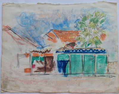 YEHEZKEL STREICHMAN - Technique: Pastel on paper Size: 27x35 Date: 1974