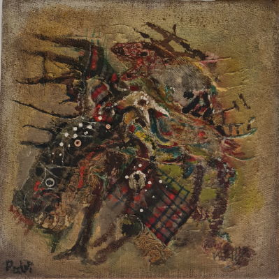 ISRAEL PALDI - Technique: Oil and collage on canvas Size: 61X61
