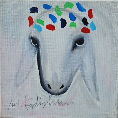 MENASHE KADISHMAN - Technique: Acrylic on canvas Size: 25x25
