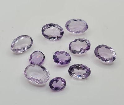 לוט 10 אבני אמטיסט מלוטשות סופר AAA, משקל 31.3 קראט, ליטוש גרמני, באחריות מלאה