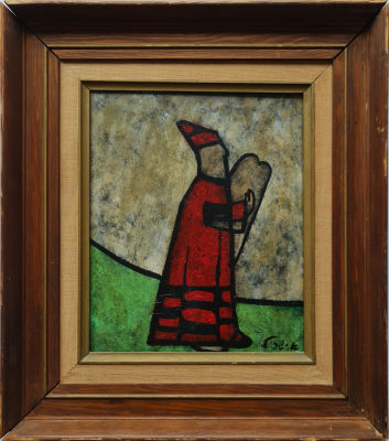 AVRAHAM YASKIL - Technique: OIL ON MAZONITE Size: 27x22