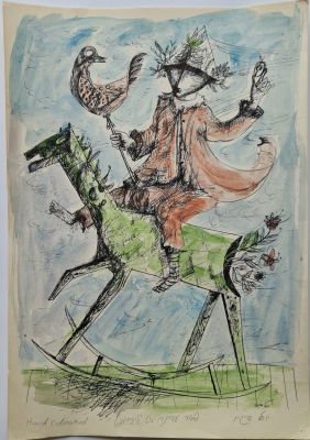 YOSL BERGNER - Technique: WATERCOLOR ON LITHOGRAPHY Size: 50x35