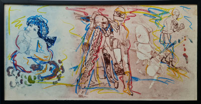 URI LIFSHITZ - Technique: MIXED TECHNIQUE ON PAPER ATTACHED TO CANVAS Size: 50x100