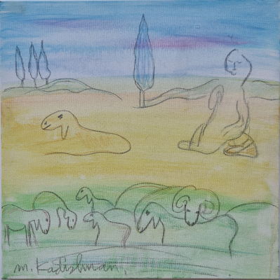 MENASHE KADISHMAN - Technique: MIXED TECHNIQUE ON CANVAS Size: 30x30