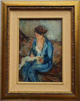 YOSEF KOSSONOGI - Technique: OIL ON WOOD Size: 27x19 Date: 1938