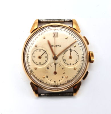 שעון זהב 18 קראט HELVETIA , מנגנון מתיחה , לא במצב עבודה , ללא רצועה, משקל כולל 39.2 