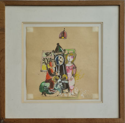 LEO ROTH - Technique: WATERCOLOR AND INK Size: 34x32