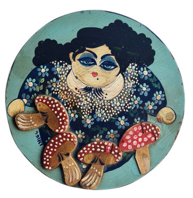 MIRIAM DAUBER - Technique: OIL AND COLLAGE ON WOOD Size: 23x23