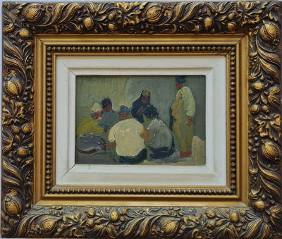 MOSHE ROSENTHALIS - Technique: OIL ON CARDBOARD Size: 13x17