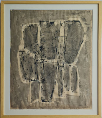 YEHIEL SHEMI - Technique: WATERCOLOR AND INK Size: 65x50 Date: 1961