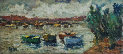 YEHUDA RODAN - Technique: OIL ON ARTIST BOARD Size: 18x41