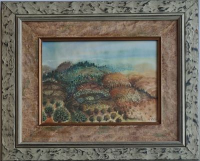 MOSHE KAGAN - Technique: WATERCOLOR Size: 23x21