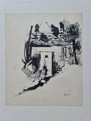 RAANAN LEVY - Technique: INK AND CHARCOAL Size: 35x28 Date: 1977