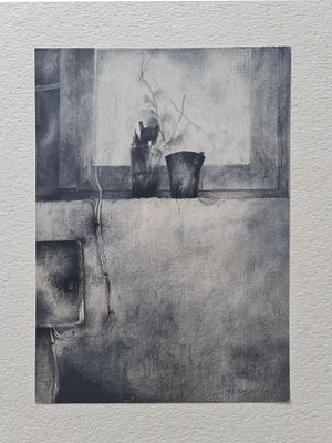 RAANAN LEVY - Technique: GOUACHE AND CHARCOAL ON CARDBOARD Size: 36x25 Date: 1980