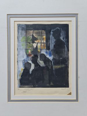 RAANAN LEVY - Technique: MONOTYPE 1/1HAND COLORED Size: 32x25 Date: 1977