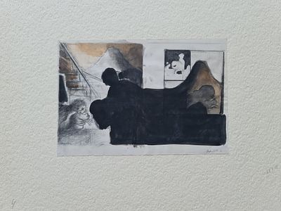 RAANAN LEVY - Technique: INK AND CHARCOAL Size: 19x28 Date: 1977