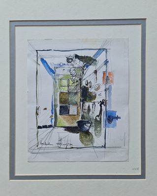 RAANAN LEVY - Technique: WATERCOLOR AND INK Size: 26x21 Date: 1982