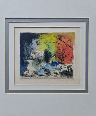 RAANAN LEVY - Technique: MONOTYPE 1/1HAND COLORED Size: 17x20 Date: 1978