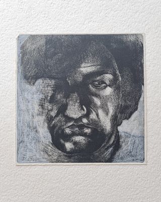 RAANAN LEVY - ETCHING PAINTED AND SIGNED BY HAND, 25x25, dated 1984