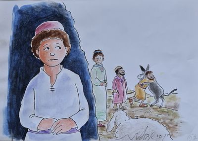 YOSSI ABULAFIA - Technique: WATERCOLOR AND MARKER Size: 21x30