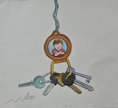 YOSSI ABULAFIA - Technique: WATERCOLOR AND MARKER Size: 22x25