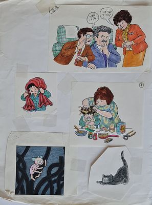 YOSSI ABULAFIA - Technique: WATERCOLOR AND MARKER Size: 30x22