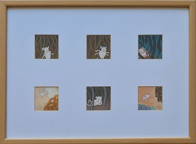 YOSSI ABULAFIA - Technique: WATERCOLOR AND MARKER Size: 7X7