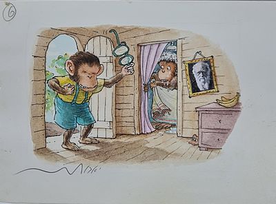 YOSSI ABULAFIA - Technique: WATERCOLOR AND MARKER Size: 17x23