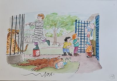 YOSSI ABULAFIA - Technique: WATERCOLOR AND MARKER Size: 17x24