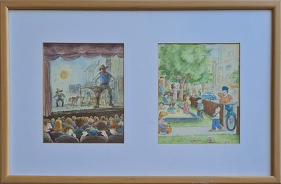 YOSSI ABULAFIA - Technique: WATERCOLOR AND MARKER Size: 23x18