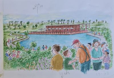 YOSSI ABULAFIA - Technique: WATERCOLOR AND MARKER Size: 21x30