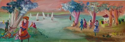 SHLOMO ALTER - Technique: OIL ON ARTIST BOARD Size: 19x55