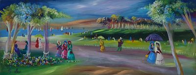 SHLOMO ALTER - Technique: OIL ON MAZONITE Size: 28x70