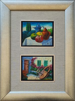 ZEEV KUN - 
* . 
. Technique: 2 WORKS OIL ON CANVAS Size: 12x16