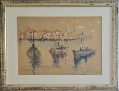 ALBERT GOLDMAN - 
* . 
. Technique: WATERCOLOR Size: 33X46 Date: 1962