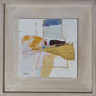 MOSHE LEIDER - 
* . 
. Technique: OIL AND COLLAGE ON CARDBOARD Size: 25X25