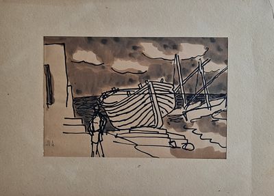 ELIAHU GAT - 
* . 
. Technique: MARKER AND WATERCOLOR Size: 31X21