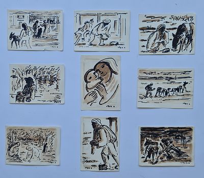 DAVID HENDLER - 
* . 
. Technique: INK AND WATERCOLOR Size: 17x12