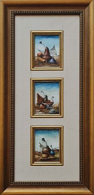 SAMI ZILKHA - 
* . 
. Technique: 3 WORKS OIL ON BOARD Size: 12x9