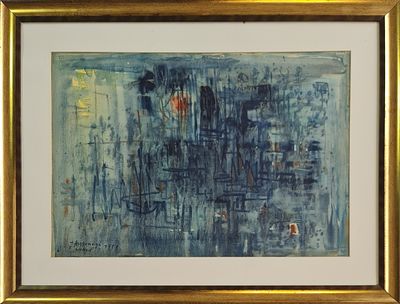 YOSSEF KOSSONOGI - Technique: WATERCOLOR Size: 47X67 Date: 1958