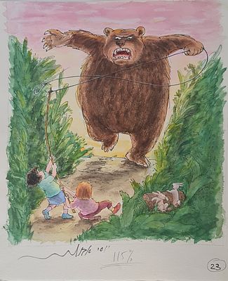 YOSSI ABULAFIA - Technique: WATERCOLOR AND MARKER Size: 27X22